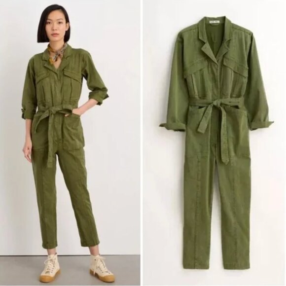 Alex Mill Expedition Washed Twill Belted Utility Jumpsuit
